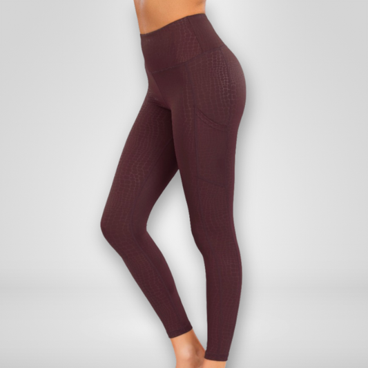 Revive Leggings | Merlot Red Crocodile
