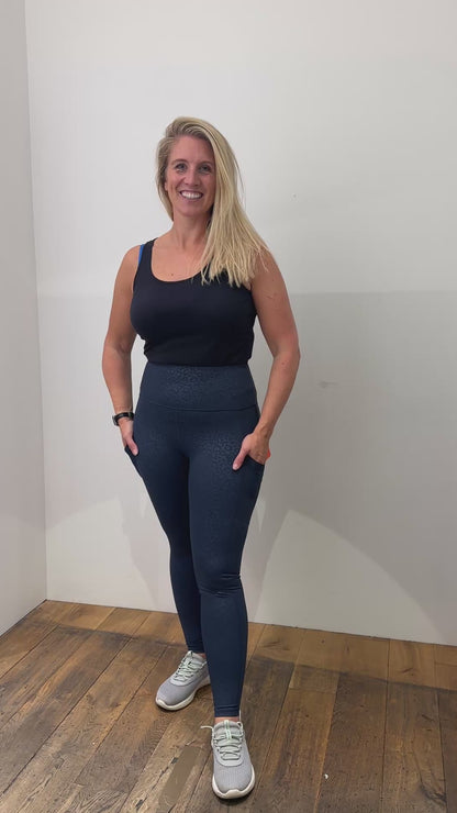 Revive Leggings | Navy Blue Leopard